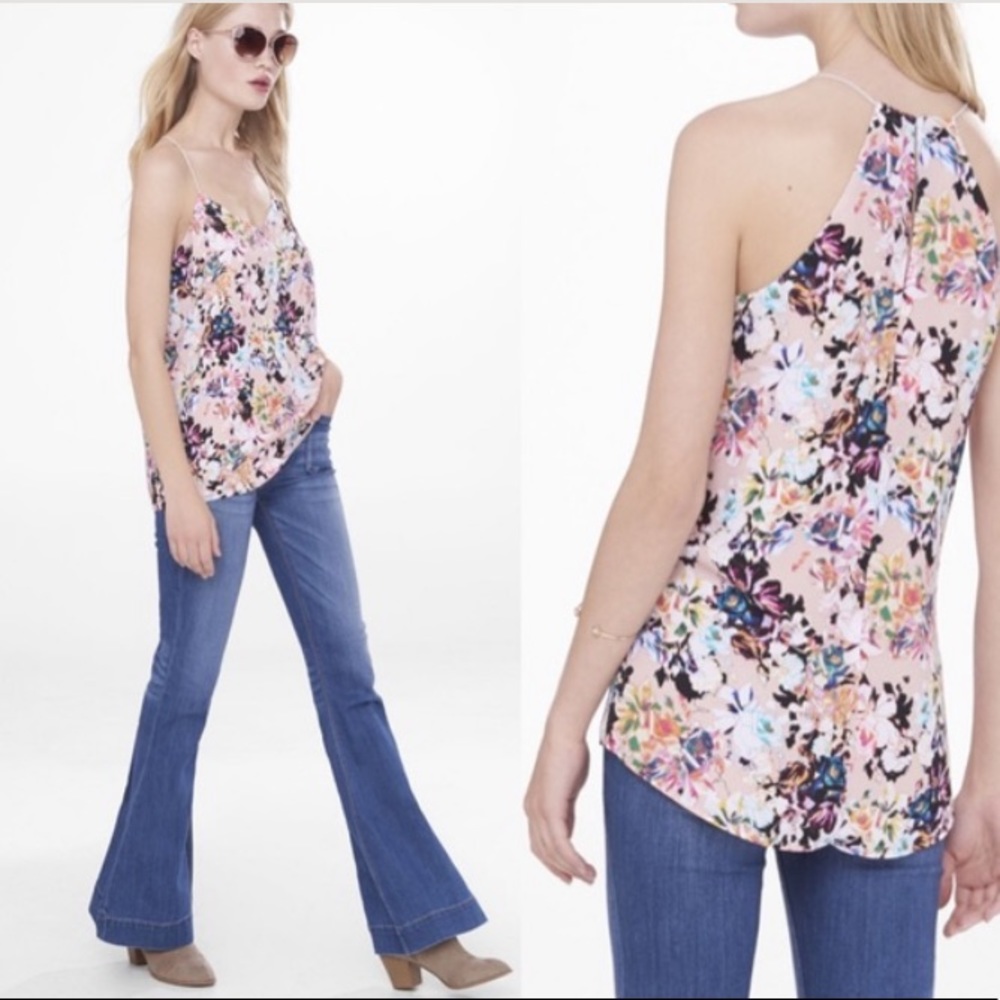 Express Pink Floral Satin Camisole
